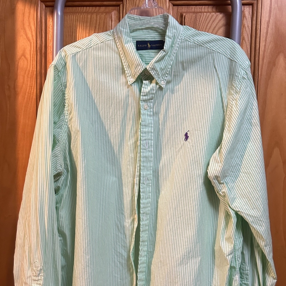 Ralph Lauren Light Green Striped Casual Shirt